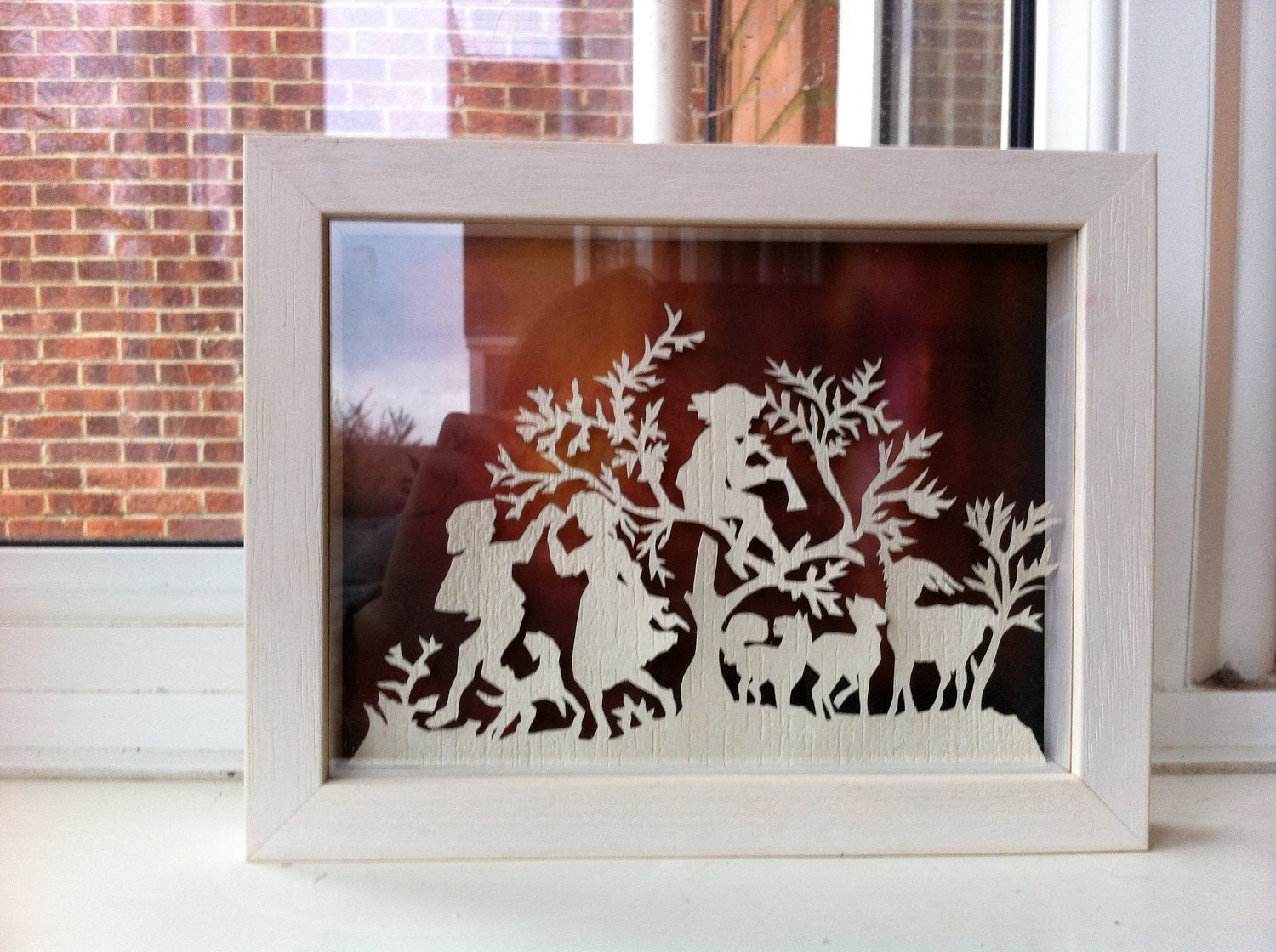 3D handmade paper sculpture. Children and Nature