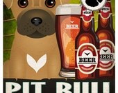 Pit Bull Drinking Dogs Original Art Poster Print - Personalized Dog Wall Art -11x14- Customize with Your Dog's Name - Dogs Incorporated
