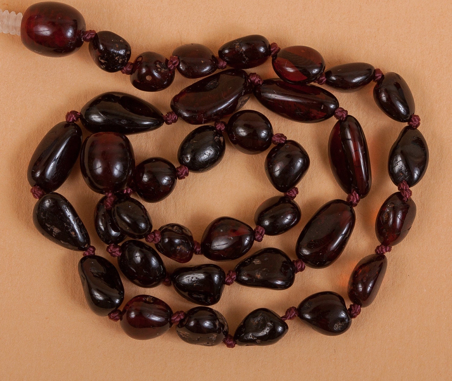 Polished Beans shape Baltic Amber teething necklace.