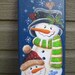 Two Snowmen hand painted on wooden plaque