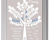 Personalized Grandparents Gift Family Tree - Christmas Gift from kids - Anniversary Gift - Gift for Parents- Other colors available