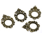5 - Antique Bronze Cameo Cabachon Frame Setting Pendants 63 x 44mm - Pack of 5