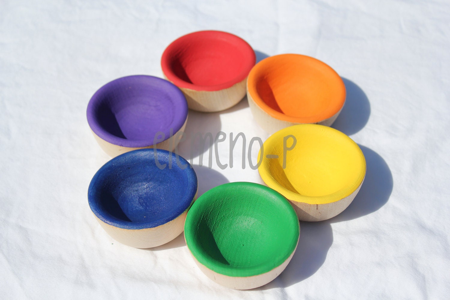 Wooden Rainbow Sorting Bowls-Montessori inspired - eLeMeNOPkids