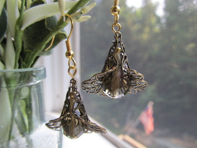 Bronze Lillies w Smokey Quartz
