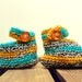 Crocheted striped slippers newborn baby boy / girl
