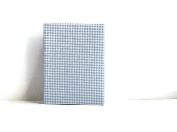 Handbound Journal Notebook - Fabric Cover in Blue Plaid - Case Binding Blank Book - Anniversary Gift