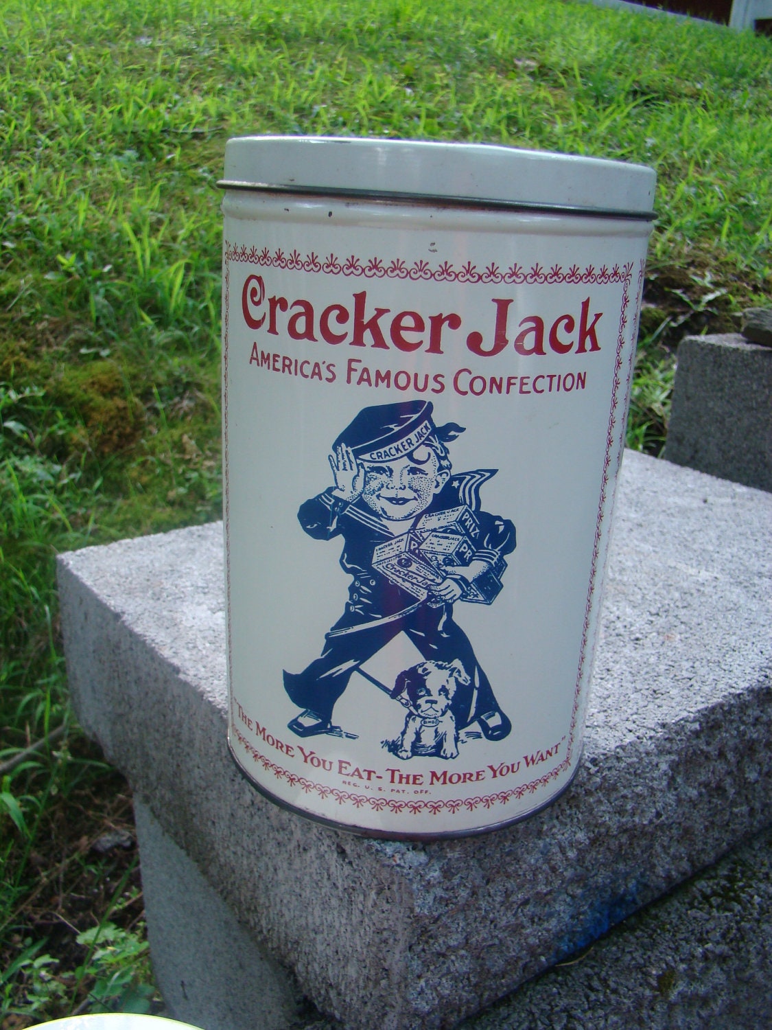 Cracker Jack Tin Can Home Decor Borden Tin Vintage Repro Packaging
