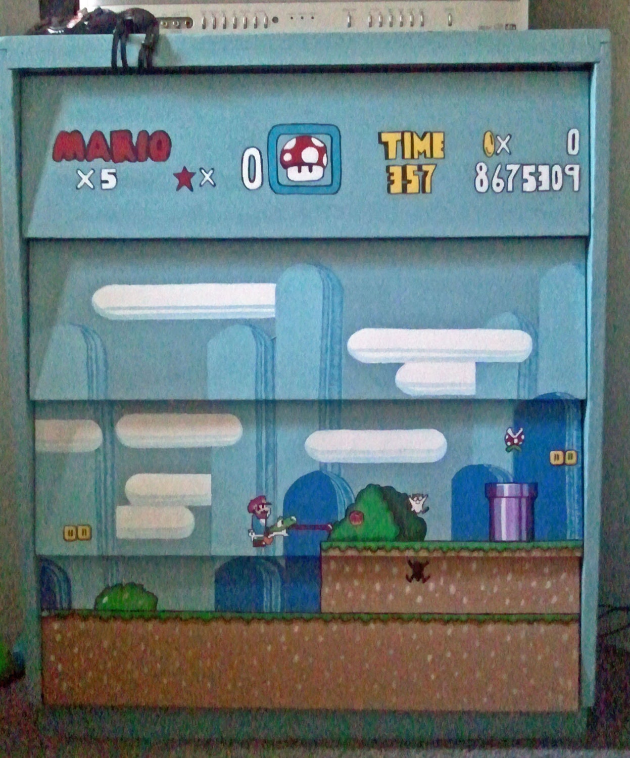 Handpainted Nintendo Furniture Dresser - NES SNES - Super Nintendo - Custom Furniture - Geekery Painted Furniture