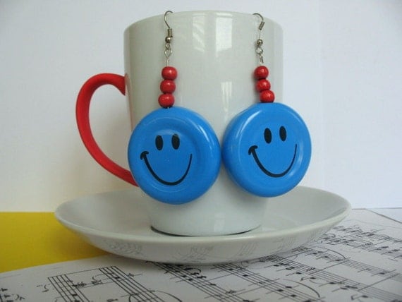 Blue Smiley Earrings