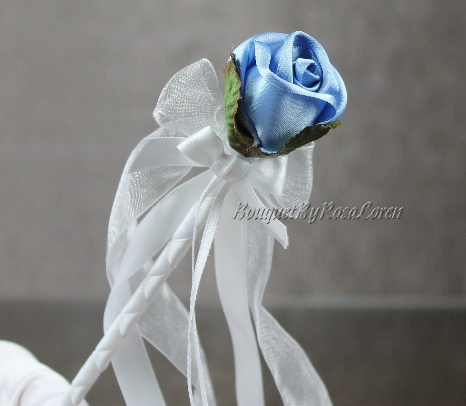 Blue Wedding Wand, Blue Flower Girl Wand