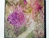 Original 12x12 inch Impressionistic Monet Style Floral Encaustic Canvas Painting "Garden Path" Lavender StudioSabine