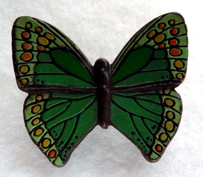 Vintage Hallmark Green Butterfly Brooch - Green and Yellow