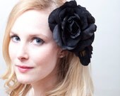 Black as Night Rose hair fasinator