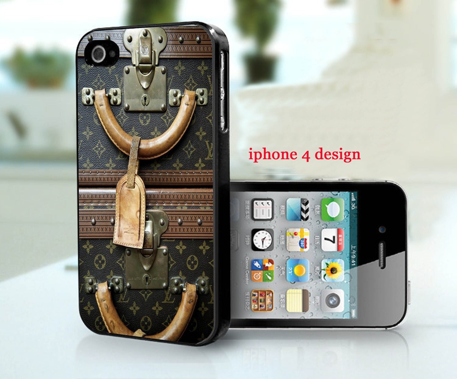 Louis Vuitton Vintage luggage Iphone 4 cell phone by RKGraceDesign
