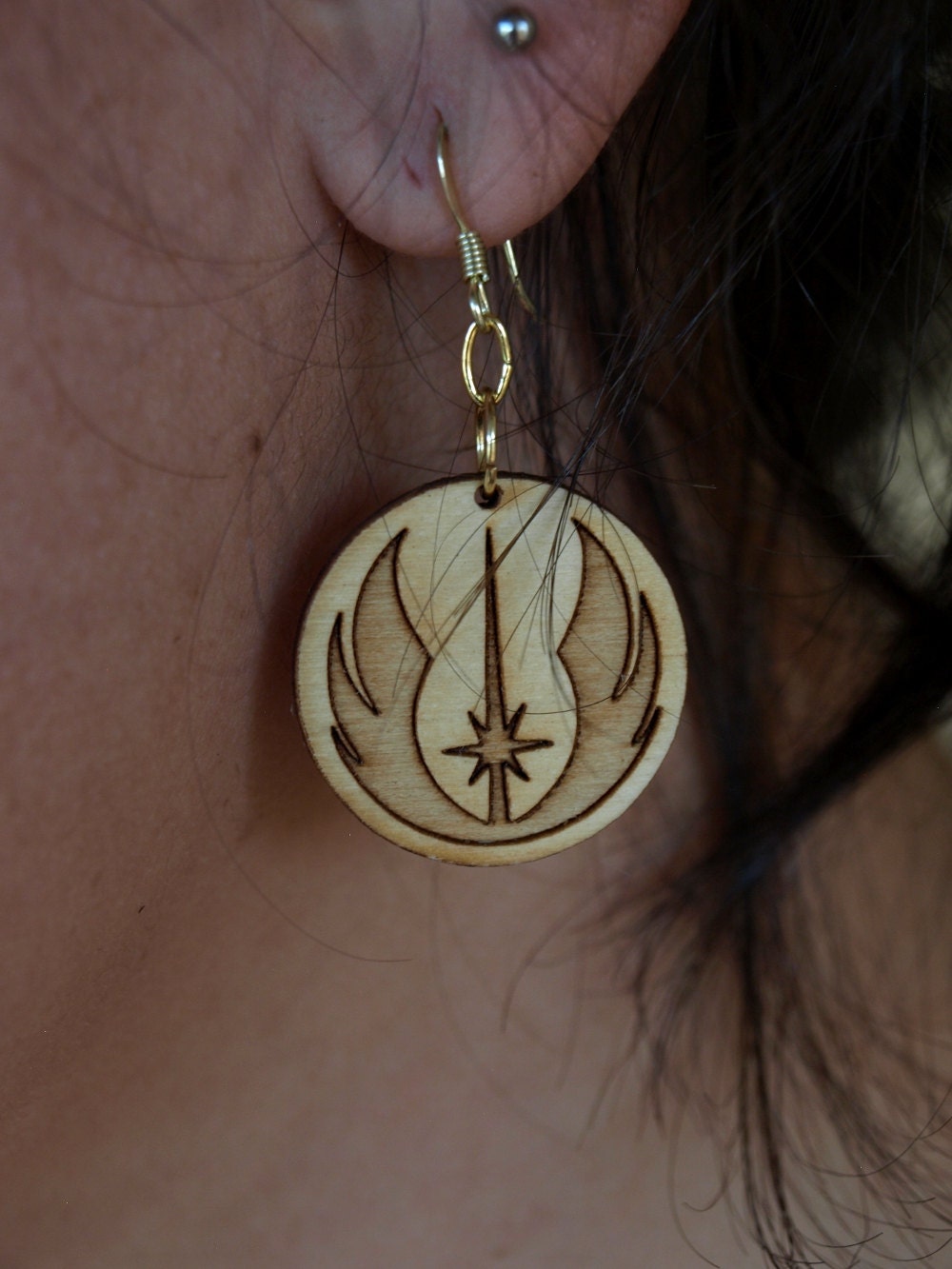Wooden Jedi Symbol earrings