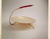 vintage brass server WMF red wrapped handle GÜNTER KUPETZ