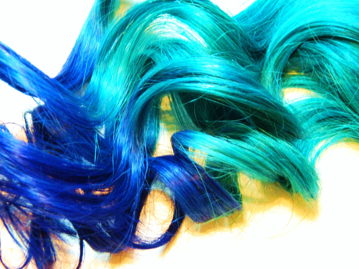 Blue Ombre Clip In Hair Extensions - 18 Inch - wide 1