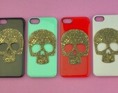 Floral Skull--  iphone 5 case studded,stud iphone 5  case in black or white or green or red