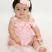 Light Pink Baby Girl Headband Shabby Chic Flower Headbands, Baby Bows, Fits Newborn, Infant or Toddler, Vintage Style, Pearl Center