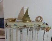 Jewelry Organizer Hanger Stacked Wood White Pickled Rustic