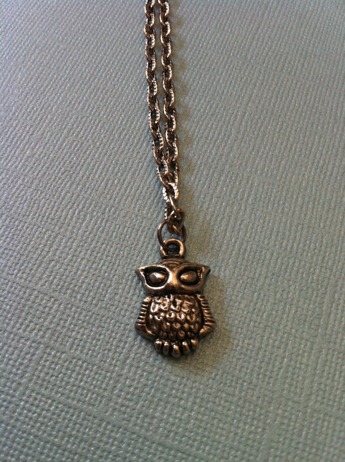 Spirited owl pendent necklace, small bird owl pendent, silver plated metal, silver chain, forest woodland jewelry