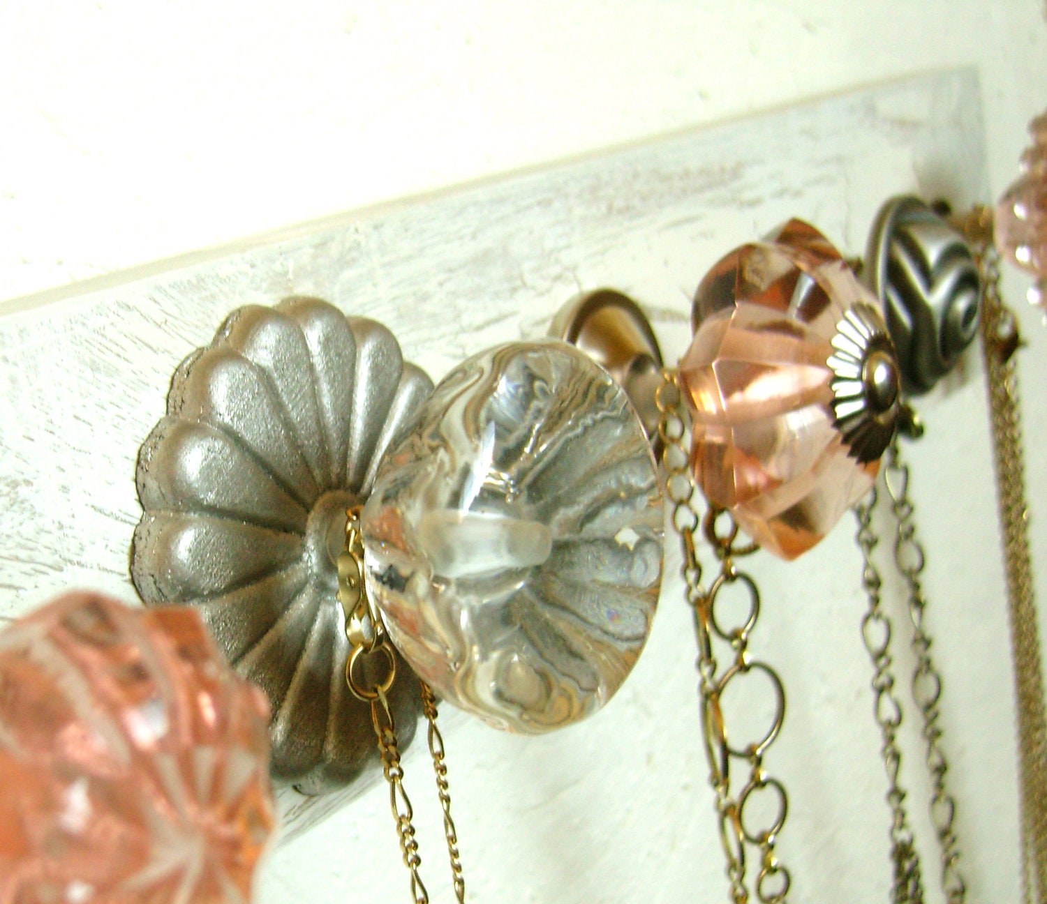 Necklace Organizer with Silver and Pink.