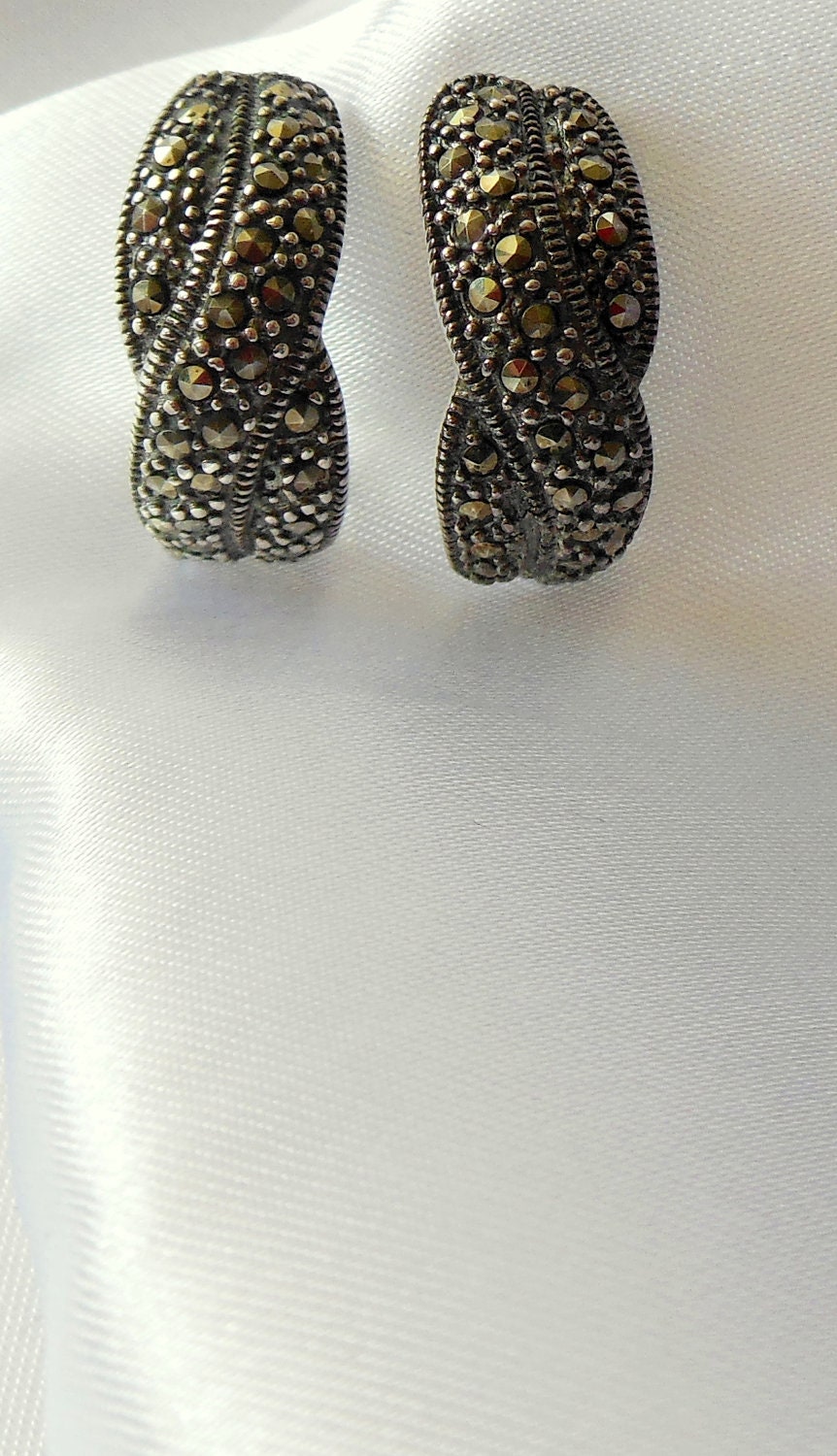Vintage Sterling Silver Earrings with Marcasite