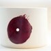 English fine white bone china vessel or tealight holder in stoneware with red circle