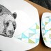 Bear Geometric Design Plates hand illustrated porcelain