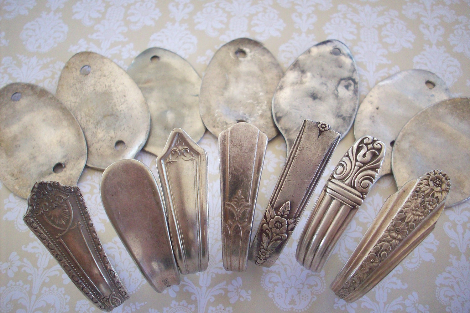 FIVE Flattened Vintage Silver Plate Spoon Hooks
