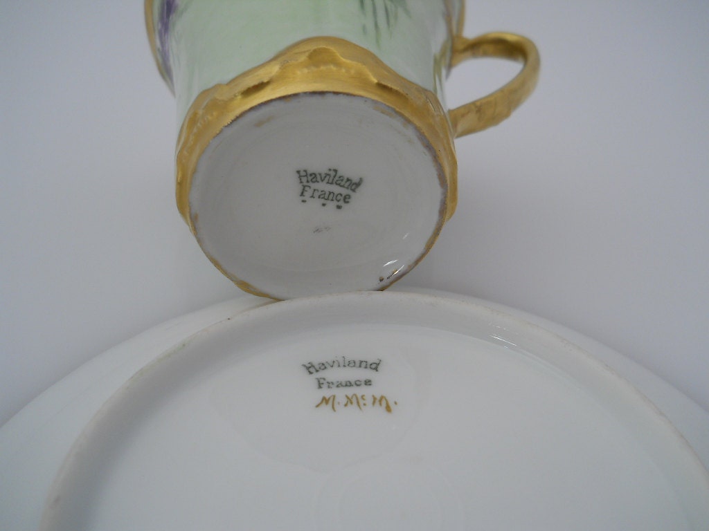 Haviland Limoges France Artist Signed Teacup Chocolate Cup c Early 1900s Estate Find