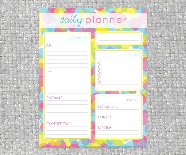DIY Printable Daily Planner - Coloful Polka Dot