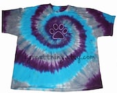Paw Print Tie Dye T shirt Adult Sizes by One Great Thing