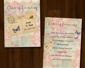 Rustic, Lace, Floral and Butterfly Professionally Printed Wedding Order of Service/Ceremony Program Il_170x135