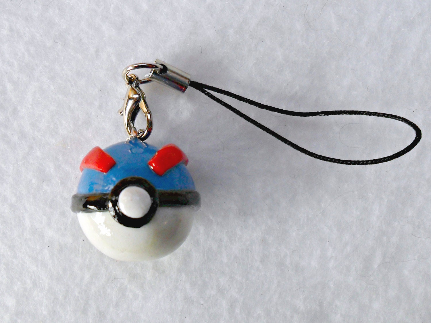 Pokeball Great Ball Charm with Cell Phone Strap, Gotta Catch Em All :D