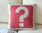 1 handmade linen cotton red  Doubt No.  printed modern fashion decorative  printed decorative  pillow case / cushion cover 45cm x 45cm