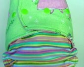 Cloth Diaper AI2 Stripe Green Pink Princess Cotton Outer One Size