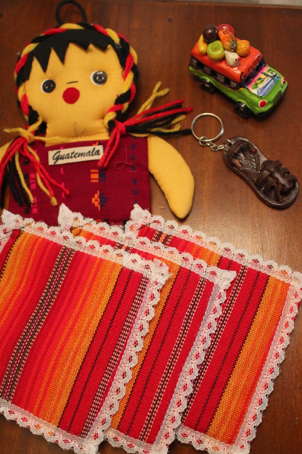 Guatemalan Gift Pack: Pot Holder Wall Hang, Decor, & Key Chain