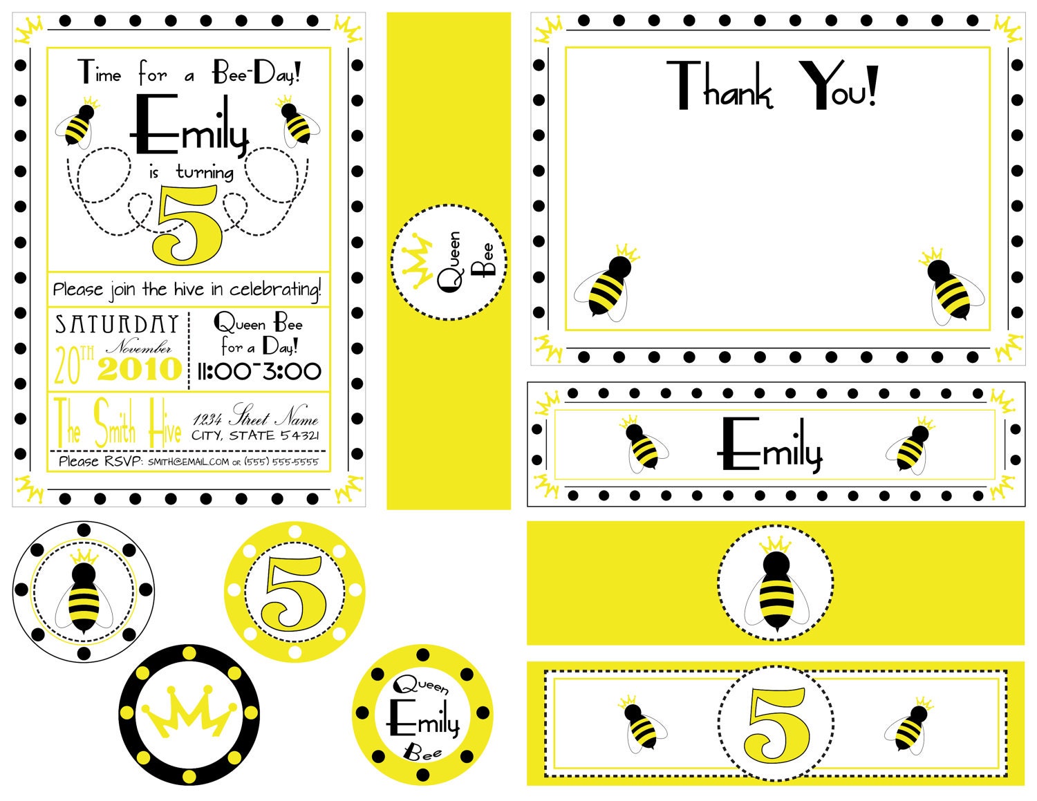 Queen Bee Party Pack - DIY - Printable Il_570xn