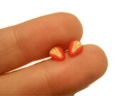 TINY strawberry earrings - Polymer clay studs