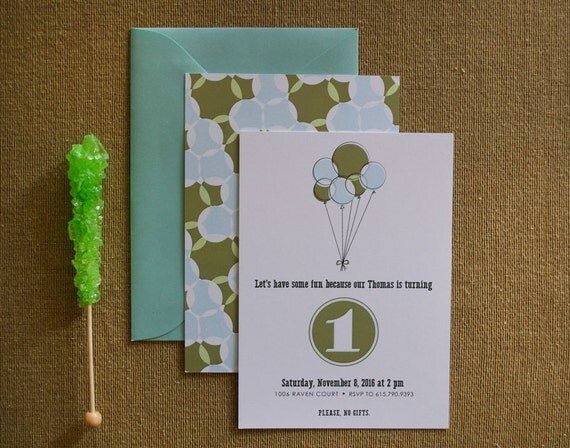 Birthday Invitation, Boy, Blue, Green, Invitation Il_570xn
