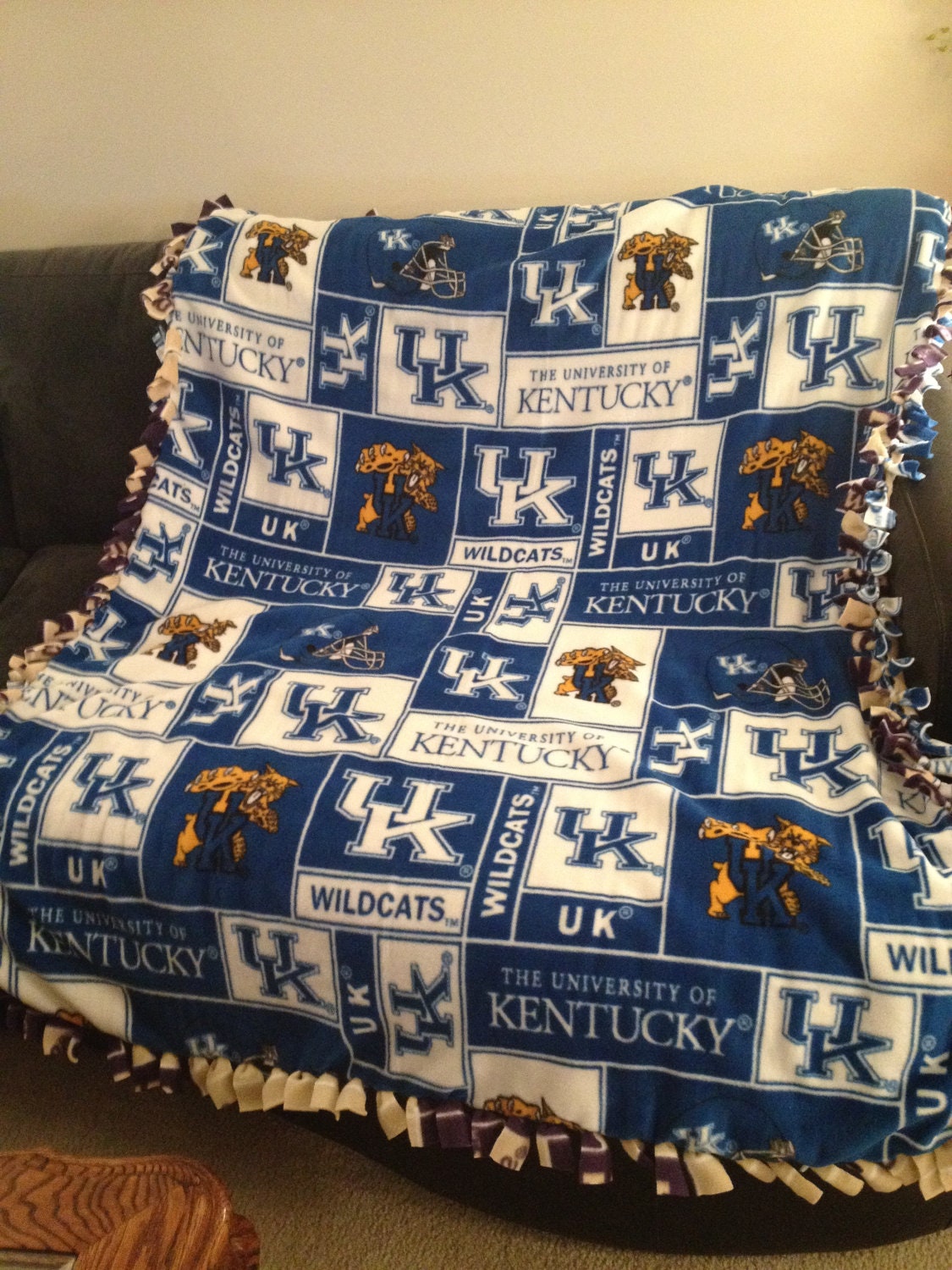 University of Kentucky Wildcats Blanket - No Sew Tie Blanket - 4 New Patterns - UK Bedding - Extra Small to Large Sizes - UNIQUE