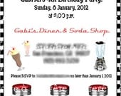 Retro Diner and/or Soda Shop EDITABLE and PRINTABLE Party Invitation - as seen on HWTM
