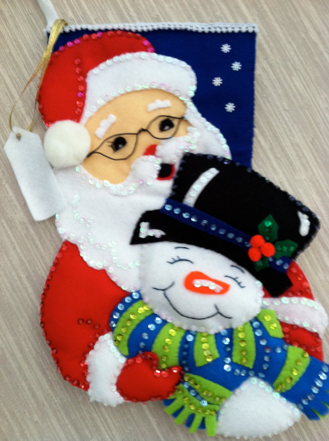Winter Pals Completed Handmade Felt Christmas Stocking from Design Works Kit