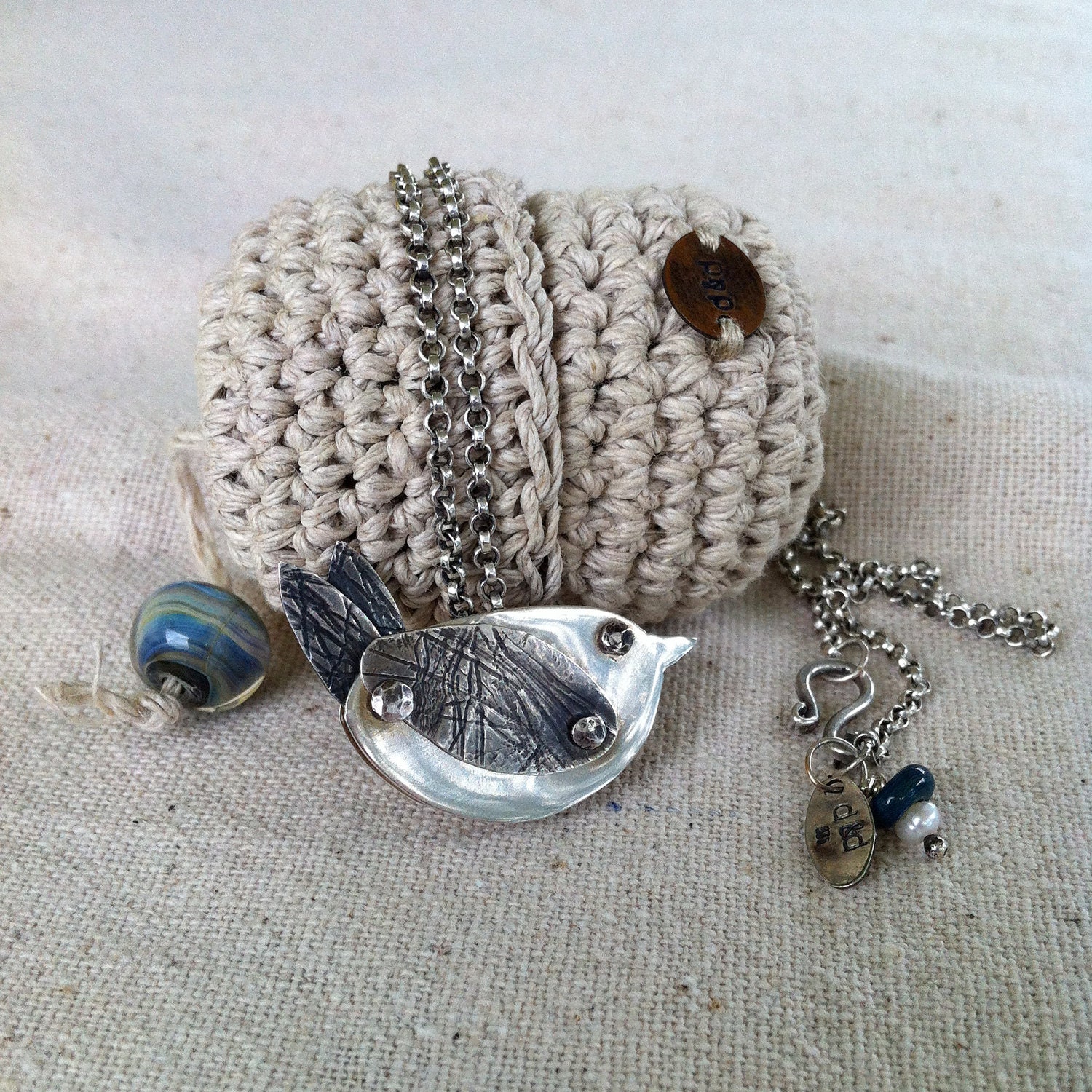 Handmade Sterling Silver Bird Locket Necklace (click on 2nd picture to see it open)