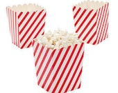 24 Mini red and white striped popcorn boxes treat favors