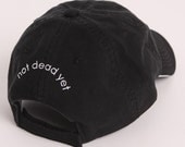 ndy "NOT DEAD YET" Black Cap, Baseball Cap with ndy Logo, Giftwrapped, from ndy Not Done Yet