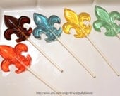FLEUR De LIS Barley Sugar Hard Candy Lollipops Suckers Party Favors Gifts Wedding Mardi Gras - APocketFullofSweets