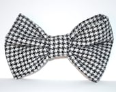 Black and White Houndstooth Print Hair Bow
