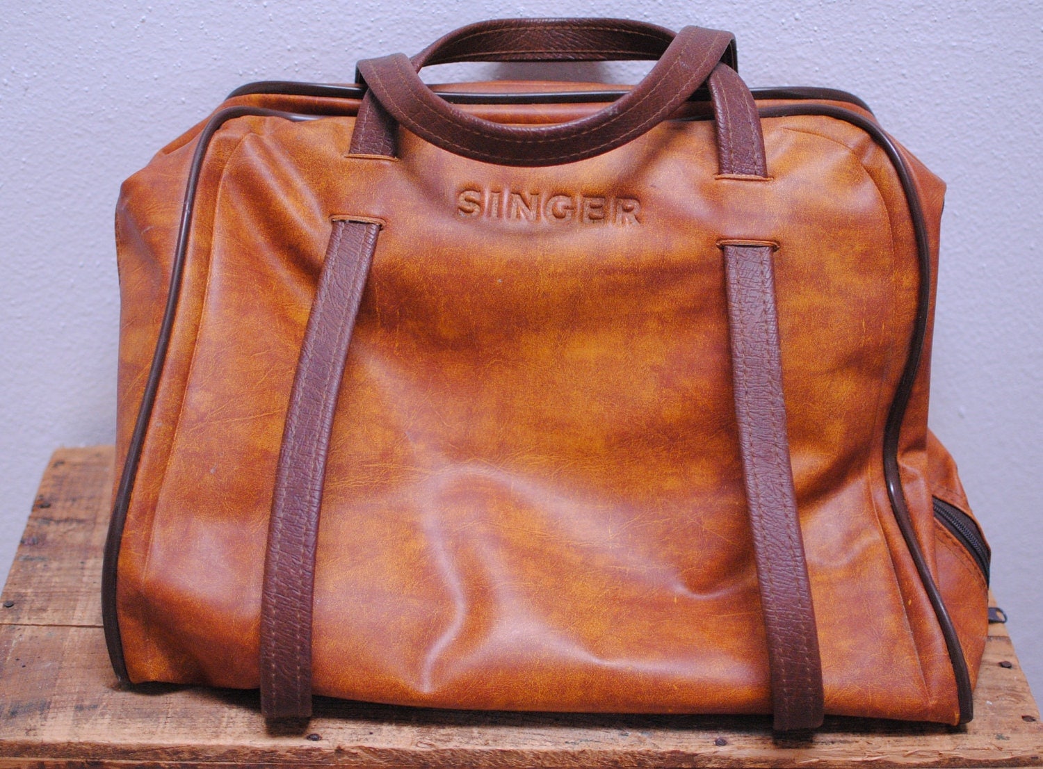 Vintage Leather Sewing Machine Bag Singer by MissMyrtleVintage